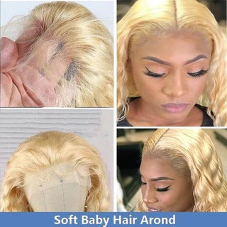 Deep Wave Blond Human Hair Wig Pre-Plucked With Baby Hair