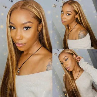 Highlight Piano Color 13x4 Lace Front Wig Long Straight Hair