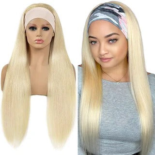 613 Honey Blonde Headband Wig Straight Human Hair