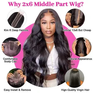 The Best Cheap 2x6 Middle Part Lace Closure Body Wave Wig
