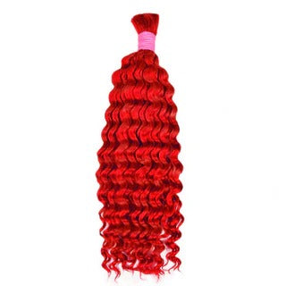 #Red Curly Bulk Human Hair For Braiding