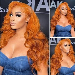Body Wave Ginger Hair Color 13x4 Lace Front Wigs With Baby Hair