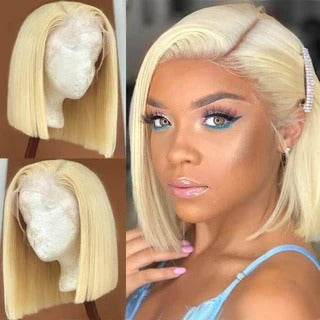 613 Bob Wig Short Blonde Virgin Human Hair 180% Density