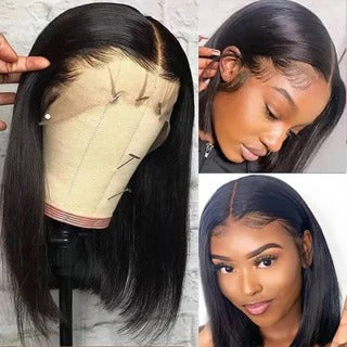 Short Straight Bob Wig with Pre Plucked Hairline for women