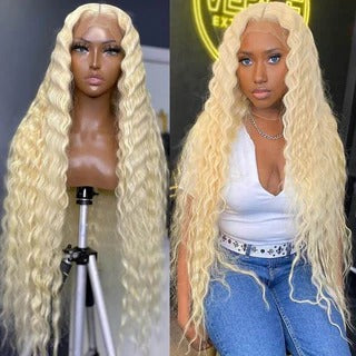 Deep Wave Blond Human Hair Wig Pre-Plucked With Baby Hair