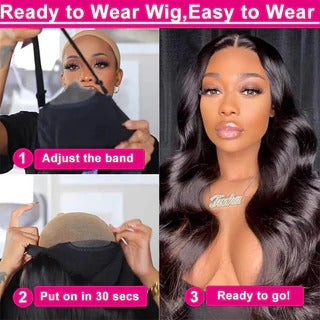 Wear Go Body Wave 13x4 Lace Front Wigs Pre Cut HD Lace Glueless Wig Natural