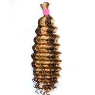 #4/27 Ombre Highlight Human Hair Bulk Deep Wave