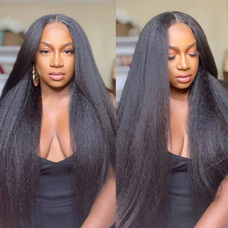 5X5 Glueless Hd Lace Kinky Straight Wig Human Hair Pre Plucked