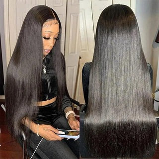 Pre Cut Human Hair Straight Glueless 4X4 Lace Wigs For Sale