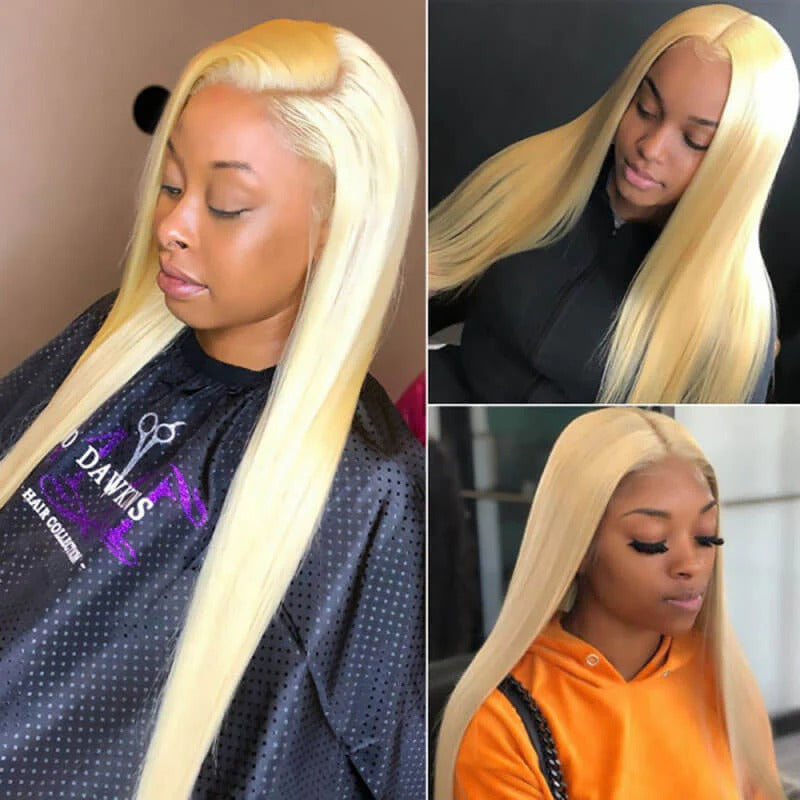 1Pc Blonde Human Hair 13X4 Lace Frontal Straight