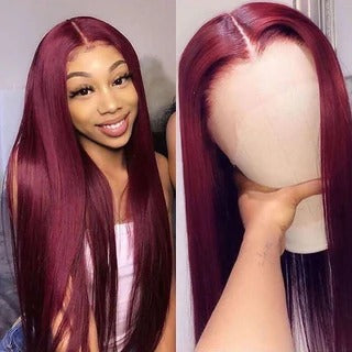 2026 Lace Front Wigs 99j Color With 16-30 Inch Silky Straight
