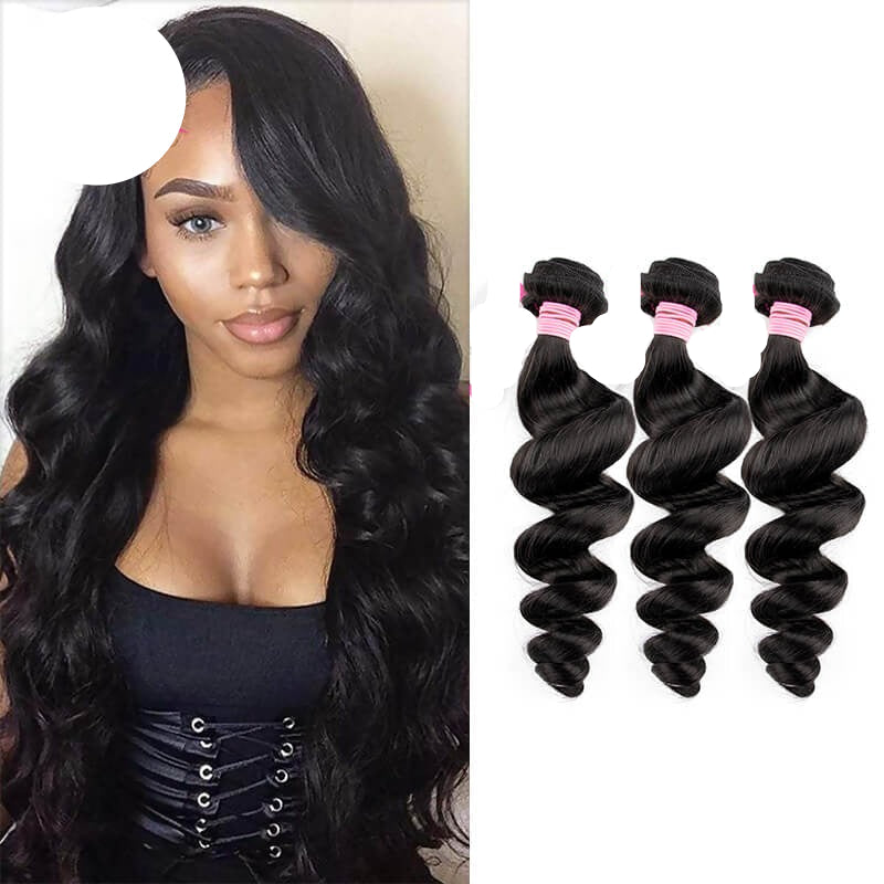 Brazilian Loose Wave Human Hair 3 Bundles Deals Black Friday