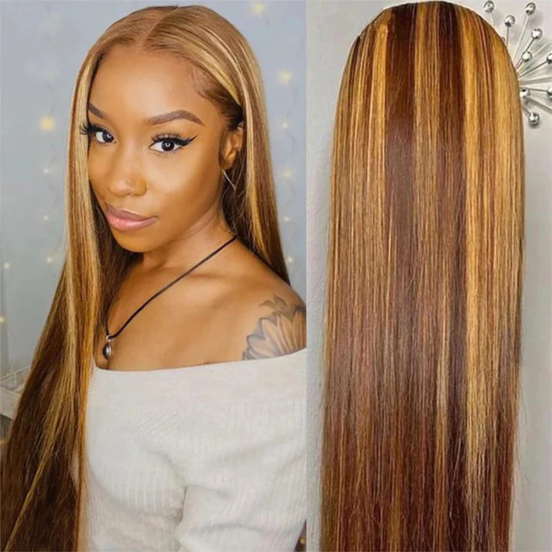 Highlight Piano Color 13x4 Lace Front Wig Long Straight Hair