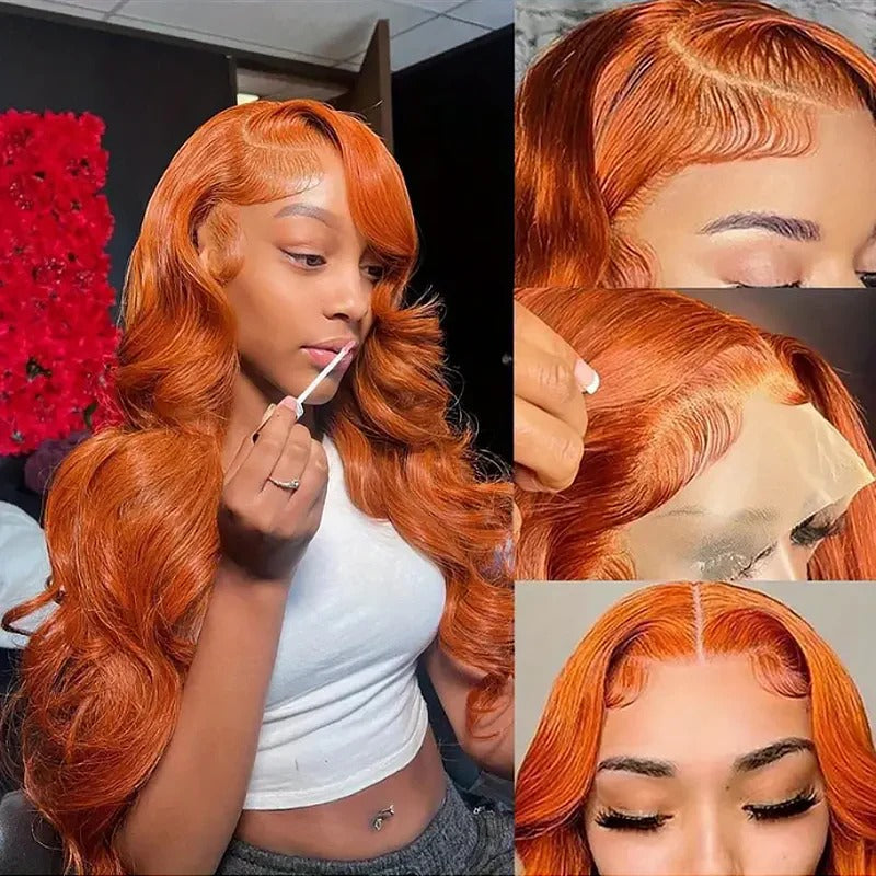 Body Wave Ginger Hair Color 13x4 Lace Front Wigs With Baby Hair