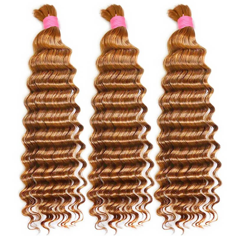 #30 Brown Deep Wave No Weft Bulk Human Hair