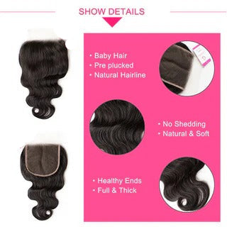 4 Body Wave 100 Human Hair Bundles Deals With 5x5 Closure
