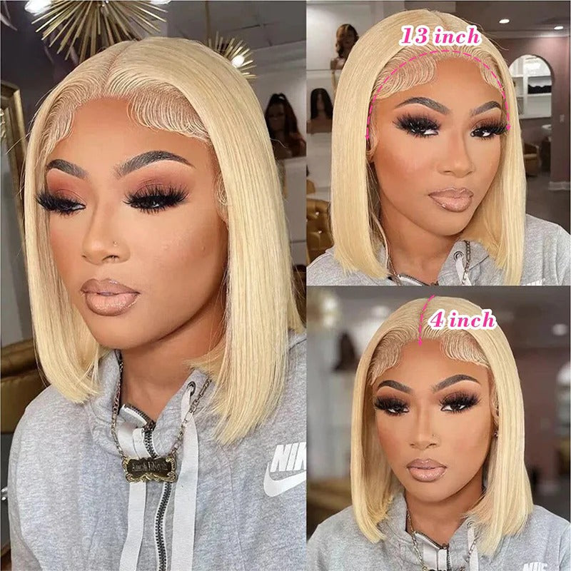 613 Bob Wig Short Blonde Virgin Human Hair 180% Density