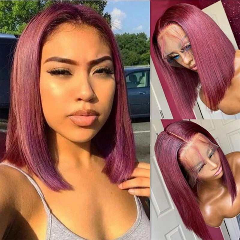 99J Straight Short Bob Lace Front Wigs For Black Women