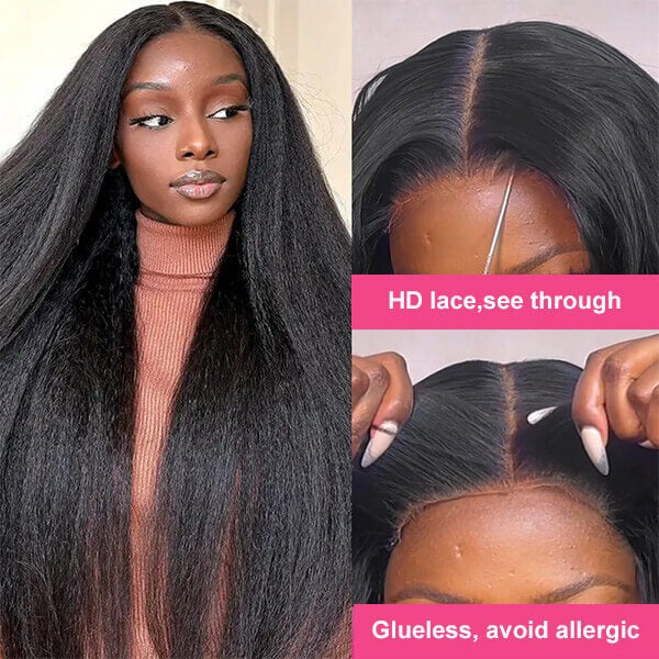 Best Kinky Straight Glueless Hd Lace 4x4 Closure Wig For Beginners