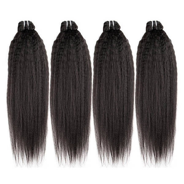 100 Human Hair 4 Bundles With Kinky Straight 13x4 Lace Frontal