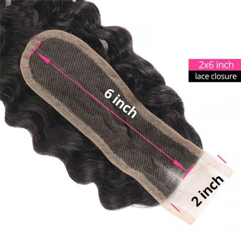 2x6 Deep Wave Kim K Lace Closure Virgin Human Hair Natural Color