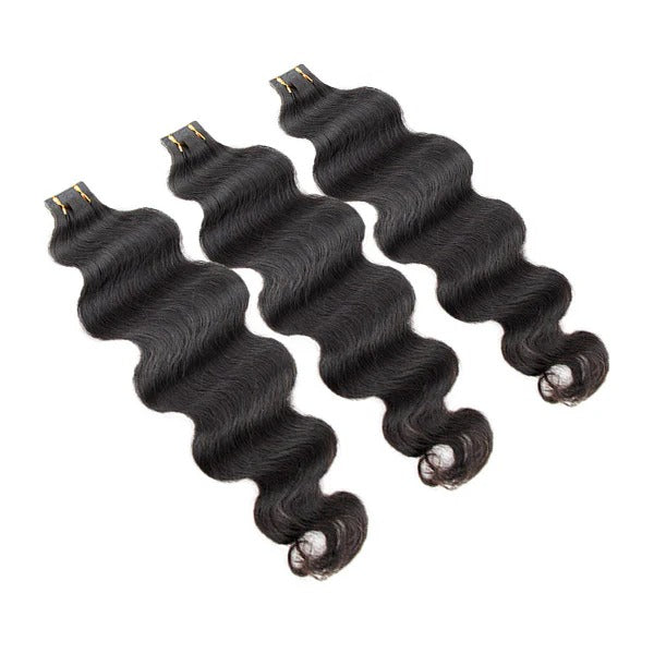 Human Hair Tape In Extensions 100G Body Wave Natural Black 1B