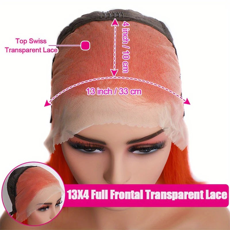 Straight Human Hair Bob Wig Ginger Color Pre Plucked for women