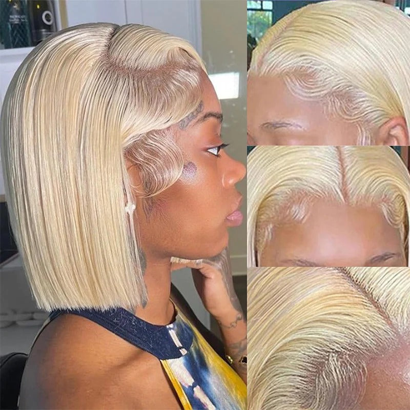 613 Bob Wig Short Blonde Virgin Human Hair 180% Density