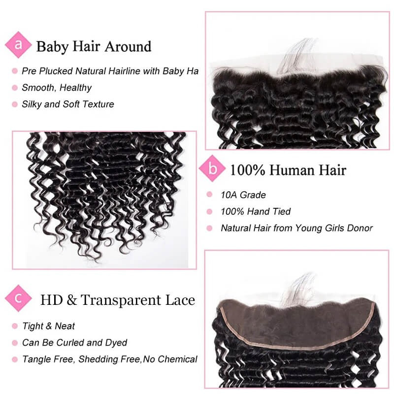 Cheap Deep Wave Ear To Ear Lace Frontal Brazilian Human Hair