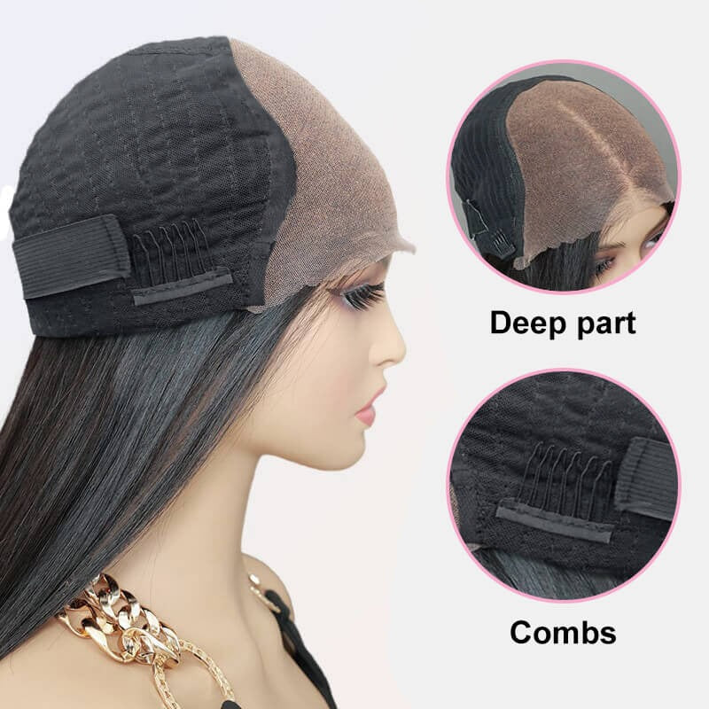 Glueless Wig Straight 9x6 Closure HD Lace Pre Plucked Ready to Go