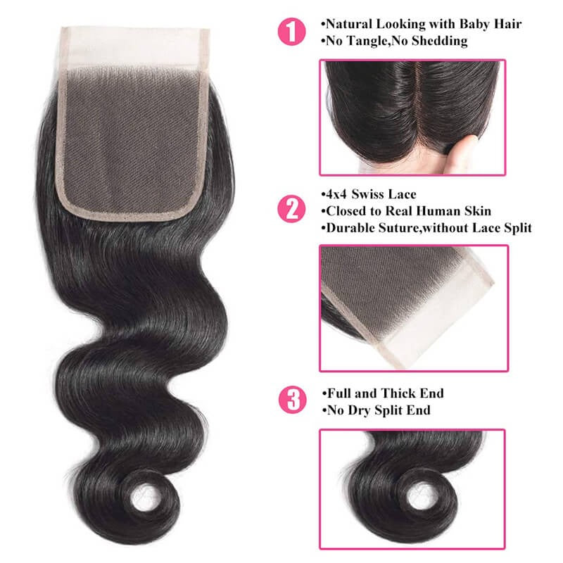 Best Body Wave Lace Closure 4X4 Virgin Human Hair